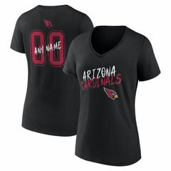 Arizona Cardinals Women's Hustle Personalized Name & Number V-Neck T-Shirt Black | NFL