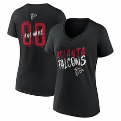 Atlanta Falcons Women's Hustle Personalized Name & Number V-Neck T-Shirt Black | NFL