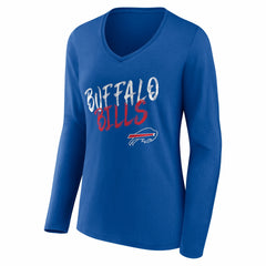 Buffalo Bills Women's Hustle Personalized Name & Number Long Sleeve V-Neck T-Shirt Royal | NFL