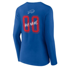 Buffalo Bills Women's Hustle Personalized Name & Number Long Sleeve V-Neck T-Shirt Royal | NFL