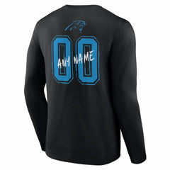 Carolina Panthers Hustle Personalized Name & Number Long Sleeve T-Shirt Black | NFL