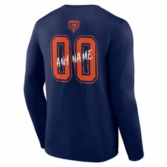 Chicago Bears Hustle Personalized Name & Number Long Sleeve T-Shirt Navy | NFL