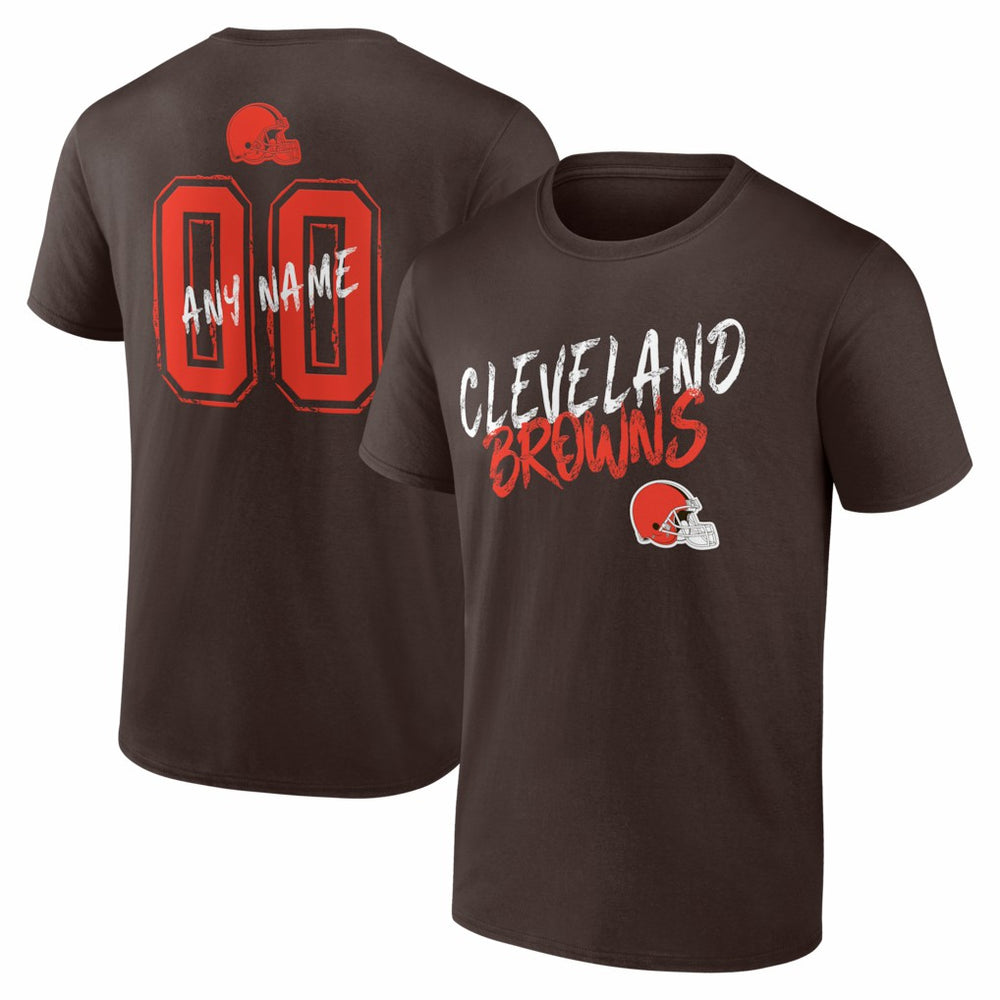 Cleveland Browns Hustle Personalized Name & Number T-Shirt Brown | NFL