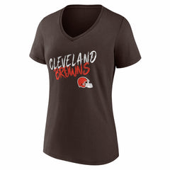 Cleveland Browns Women's Hustle Personalized Name & Number V-Neck T-Shirt Brown | NFL