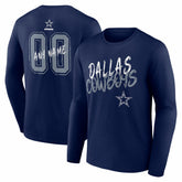 Dallas Cowboys Hustle Personalized Name & Number Long Sleeve T-Shirt Navy | NFL