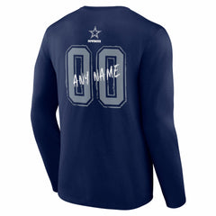 Dallas Cowboys Hustle Personalized Name & Number Long Sleeve T-Shirt Navy | NFL