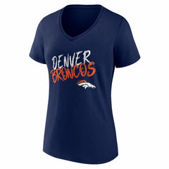 Denver Broncos Women's Hustle Personalized Name & Number V-Neck T-Shirt Navy | NFL