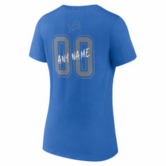 Detroit Lions Women's Hustle Personalized Name & Number V-Neck T-Shirt Blue | NFL