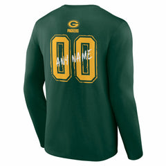 Green Bay Packers Hustle Personalized Name & Number Long Sleeve T-Shirt Green | NFL