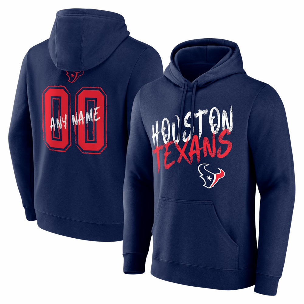 Houston Texans Hustle Personalized Name & Number Hoodie Navy | NFL
