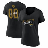 Jacksonville Jaguars Women's Hustle Personalized Name & Number V-Neck T-Shirt Black | NFL