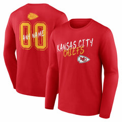 Kansas City Chiefs Hustle Personalized Name & Number Long Sleeve T-Shirt Red | NFL