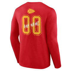 Kansas City Chiefs Hustle Personalized Name & Number Long Sleeve T-Shirt Red | NFL