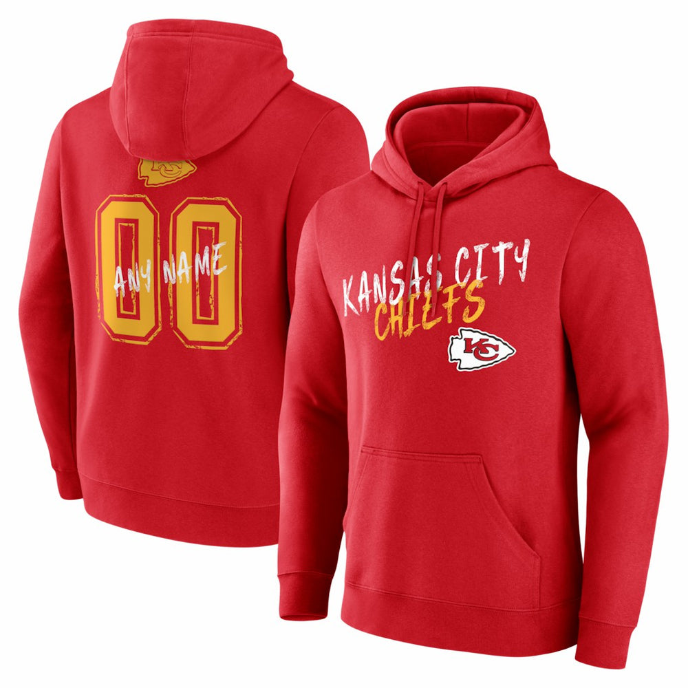 Kansas City Chiefs Hustle Personalized Name & Number Hoodie Red | NFL