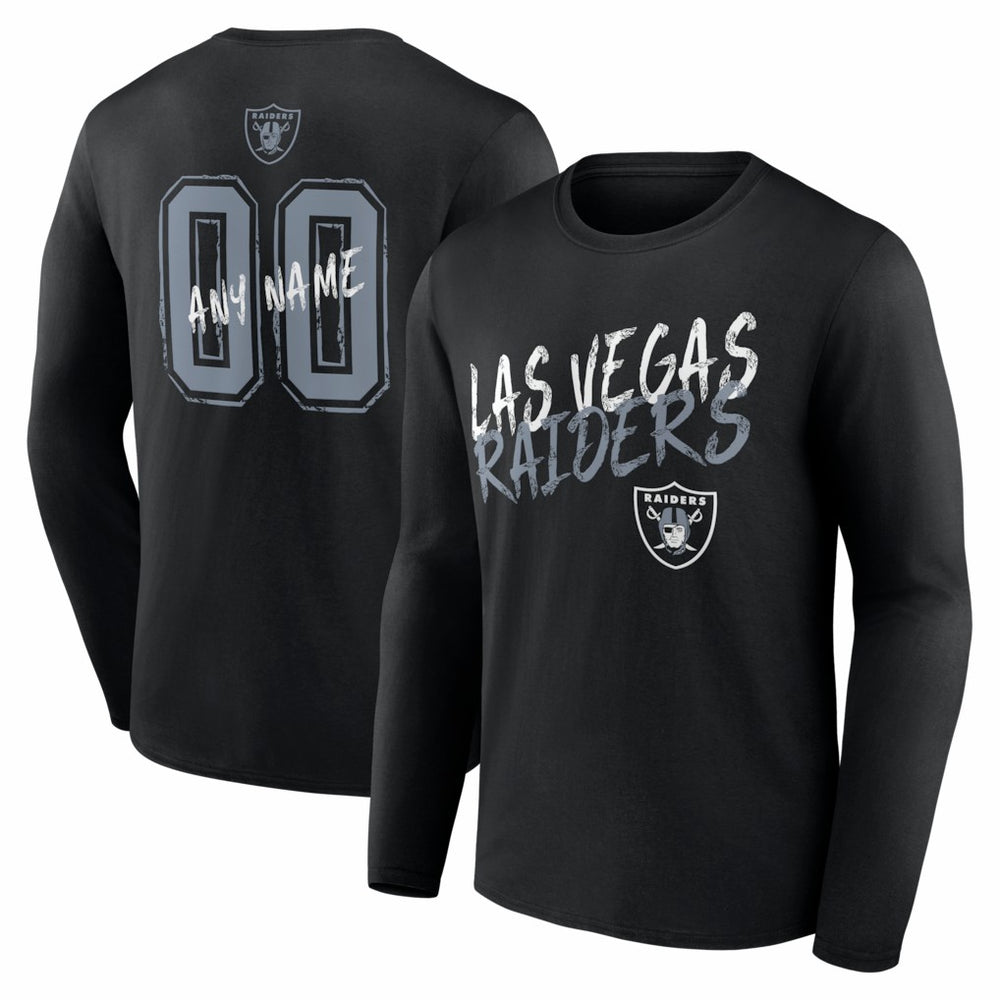 Las Vegas Raiders Hustle Personalized Name & Number Long Sleeve T-Shirt Black | NFL