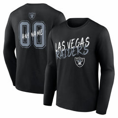 Las Vegas Raiders Hustle Personalized Name & Number Long Sleeve T-Shirt Black | NFL