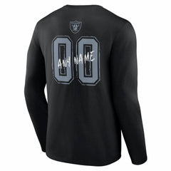 Las Vegas Raiders Hustle Personalized Name & Number Long Sleeve T-Shirt Black | NFL