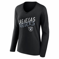 Las Vegas Raiders Women's Hustle Personalized Name & Number Long Sleeve V-Neck T-Shirt Black | NFL