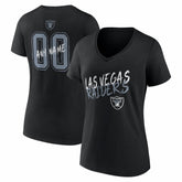 Las Vegas Raiders Women's Hustle Personalized Name & Number V-Neck T-Shirt Black | NFL
