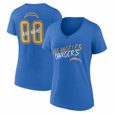 Los Angeles Chargers Women's Hustle Personalized Name & Number V-Neck T-Shirt Powder Blue | NFL