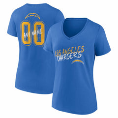 Los Angeles Chargers Women's Hustle Personalized Name & Number V-Neck T-Shirt Powder Blue | NFL