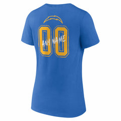 Los Angeles Chargers Women's Hustle Personalized Name & Number V-Neck T-Shirt Powder Blue | NFL