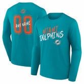 Miami Dolphins Hustle Personalized Name & Number Long Sleeve T-Shirt Aqua | NFL