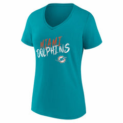 Miami Dolphins Women's Hustle Personalized Name & Number V-Neck T-Shirt Aqua | NFL