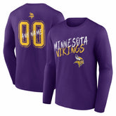 Minnesota Vikings Hustle Personalized Name & Number Long Sleeve T-Shirt Purple | NFL