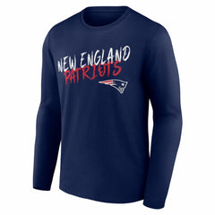 New England Patriots Hustle Personalized Name & Number Long Sleeve T-Shirt Navy | NFL