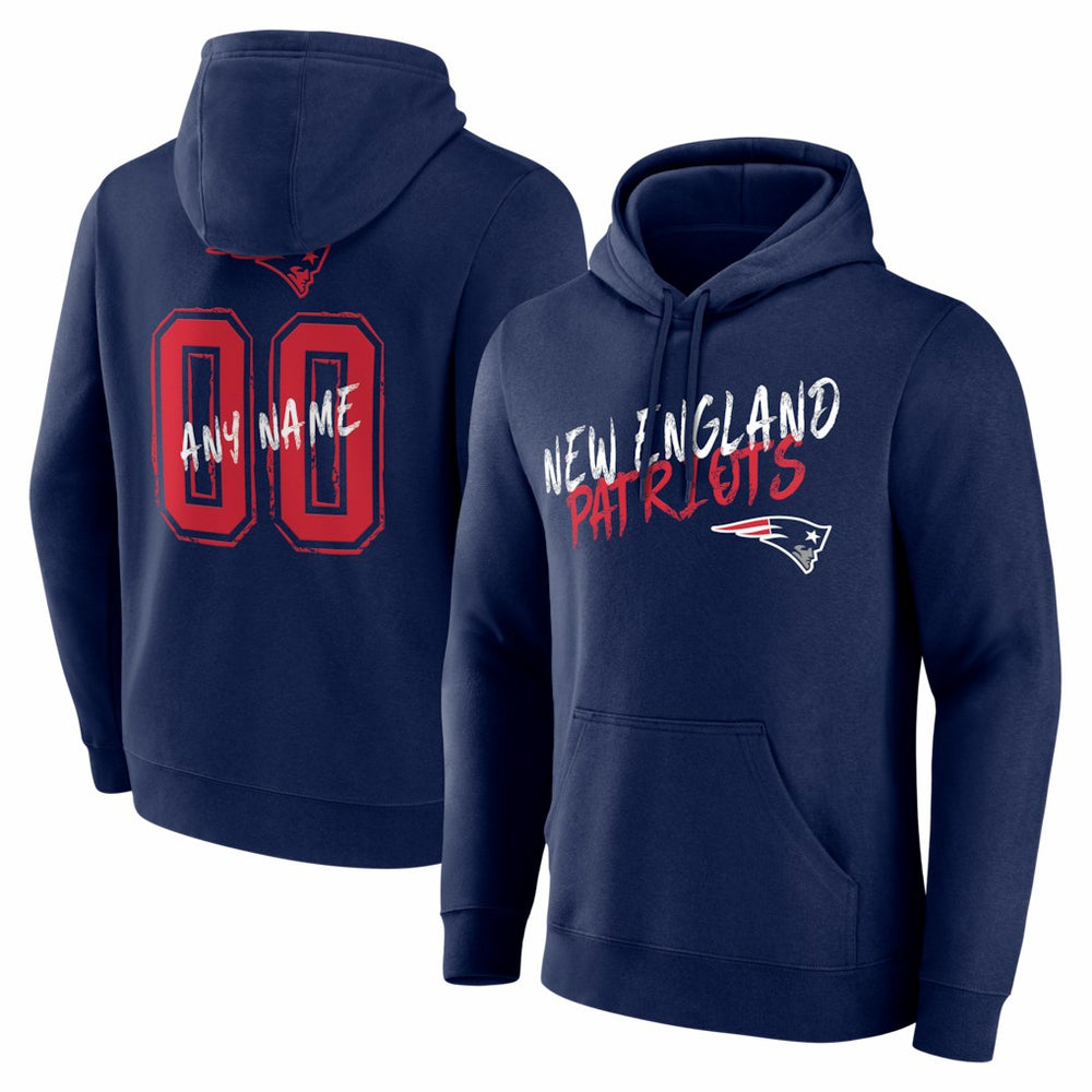 New England Patriots Hustle Personalized Name & Number Hoodie Navy | NFL