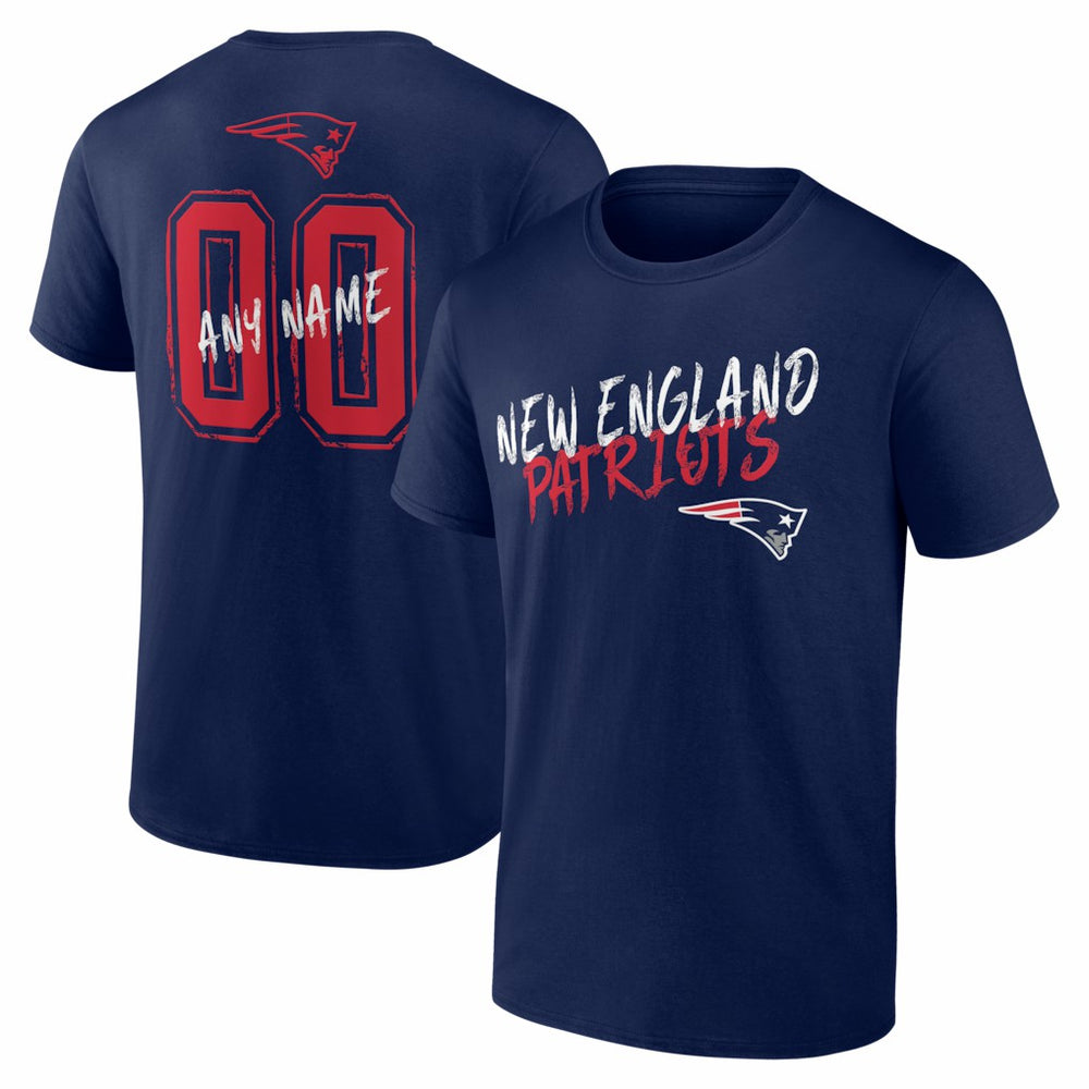 New England Patriots Hustle Personalized Name & Number T-Shirt Navy | NFL