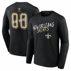 New Orleans Saints Hustle Personalized Name & Number Long Sleeve T-Shirt Black | NFL