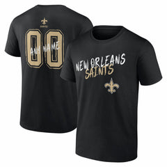 New Orleans Saints Hustle Personalized Name & Number T-Shirt Black | NFL