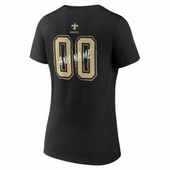 New Orleans Saints Women's Hustle Personalized Name & Number V-Neck T-Shirt Black | NFL