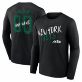 New York Jets Hustle Personalized Name & Number Long Sleeve T-Shirt Black | NFL