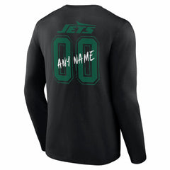 New York Jets Hustle Personalized Name & Number Long Sleeve T-Shirt Black | NFL