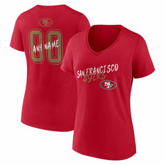 San Francisco 49ers Women's Hustle Personalized Name & Number V-Neck T-Shirt Scarlet | NFL
