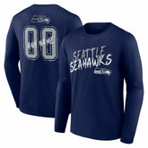 Seattle Seahawks Hustle Personalized Name & Number Long Sleeve T-Shirt College Navy | NFL