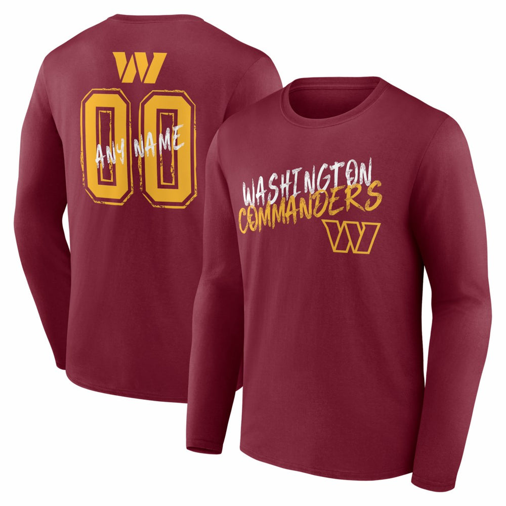 Washington Commanders Hustle Personalized Name & Number Long Sleeve T-Shirt Burgundy | NFL
