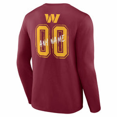 Washington Commanders Hustle Personalized Name & Number Long Sleeve T-Shirt Burgundy | NFL