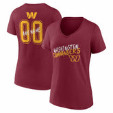 Washington Commanders Women's Hustle Personalized Name & Number V-Neck T-Shirt Burgundy | NFL