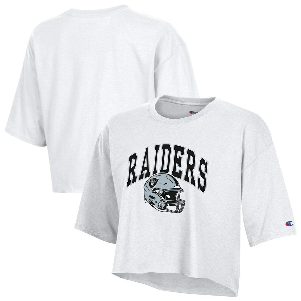 Las Vegas Raiders Champion Women's Boyfriend Cropped T-Shirt White | NFL