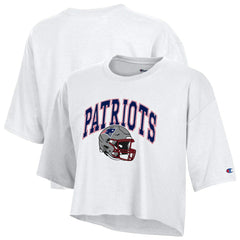 New England Patriots Champion Women's Boyfriend Cropped T-Shirt White | NFL