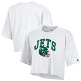 New York Jets Champion Women's Boyfriend Cropped T-Shirt White | NFL