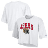 San Francisco 49ers Champion Women's Boyfriend Cropped T-Shirt White | NFL
