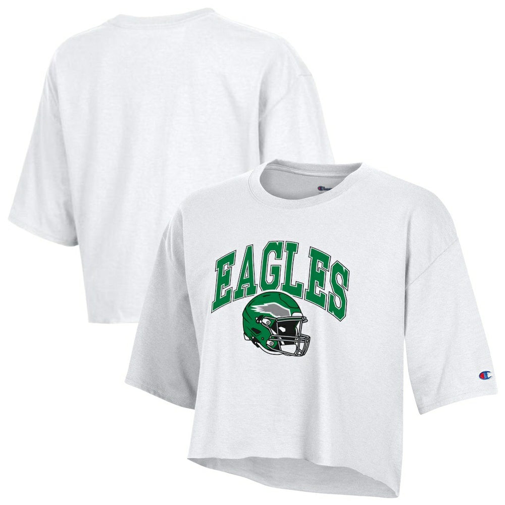 Philadelphia Eagles Champion Women's Boyfriend Cropped T-Shirt White | NFL