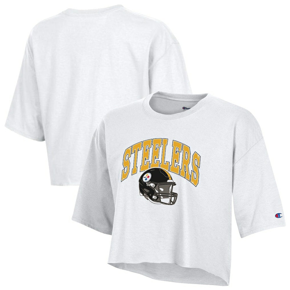 Pittsburgh Steelers Champion Women's Boyfriend Cropped T-Shirt White | NFL