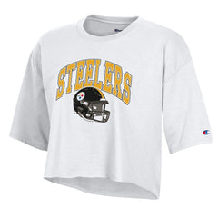 Pittsburgh Steelers Champion Women's Boyfriend Cropped T-Shirt White | NFL
