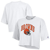Cleveland Browns Champion Women's Boyfriend Cropped T-Shirt White | NFL